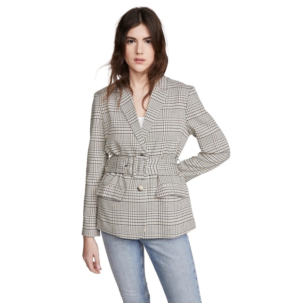 BB Dakota Plaid Belted Blazer